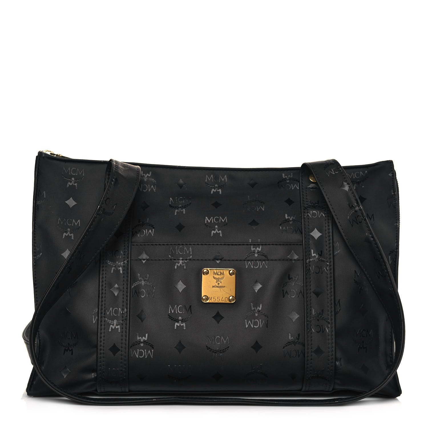 MCM Monogram Coated Canvas Tote Bag Black 1 of 15