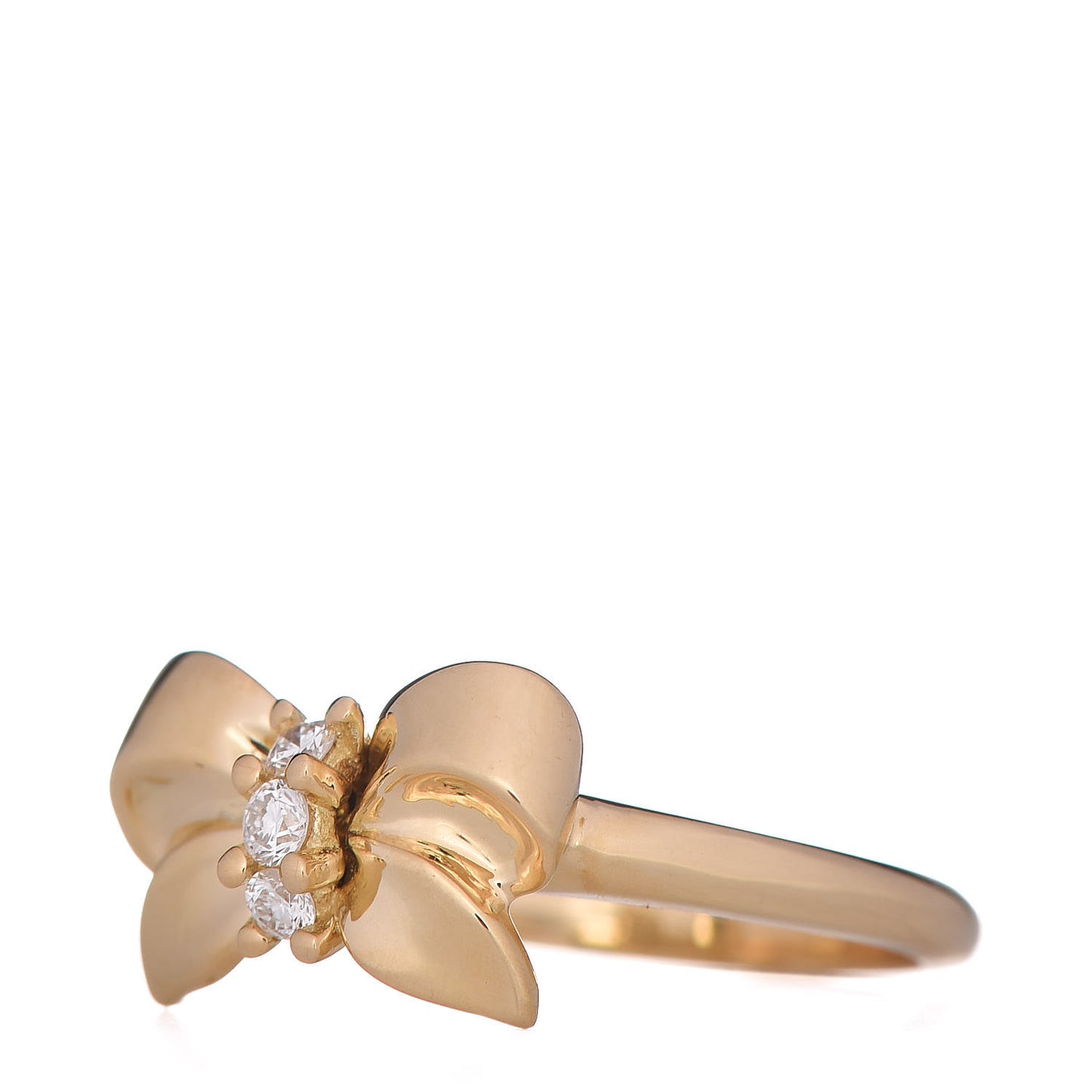 18K Yellow Gold Diamond Bow Ring 48 4.5