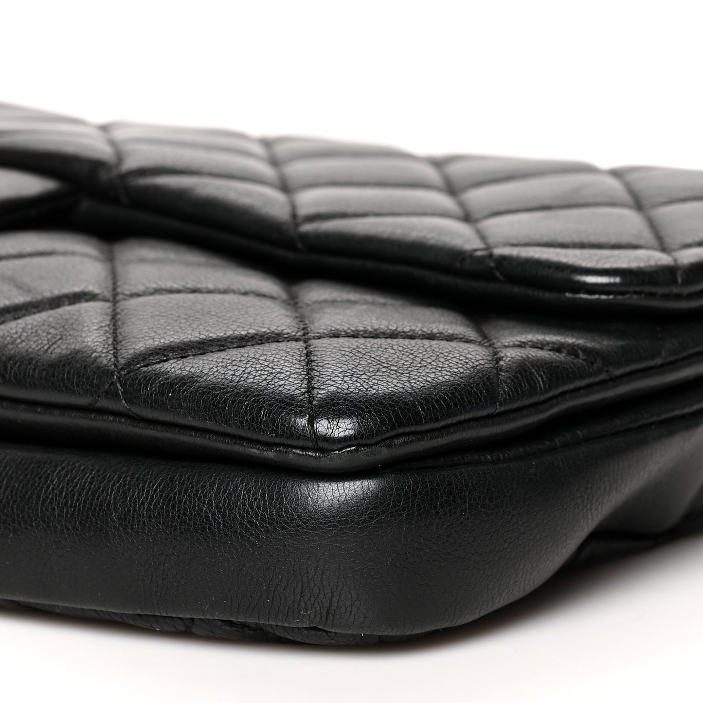 Calfskin Quilted Medium CC Crown Flap Black