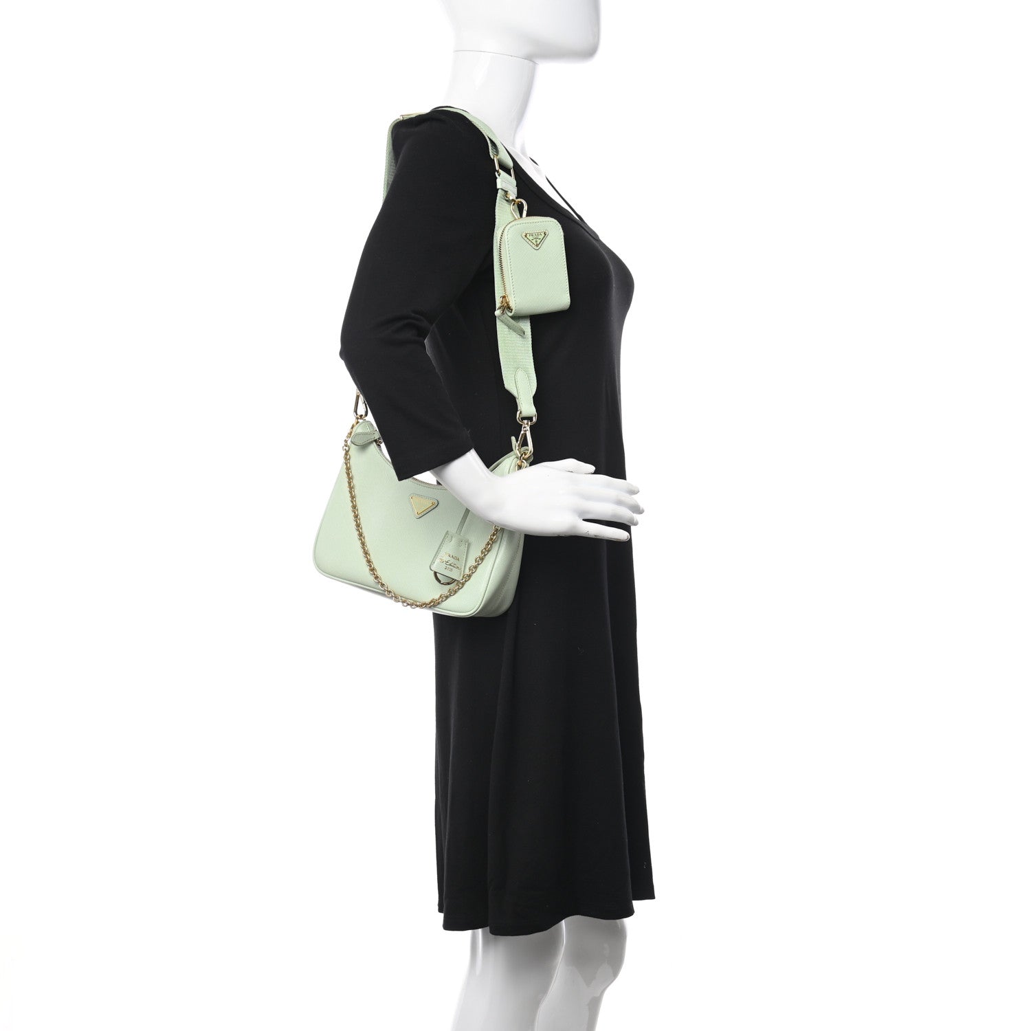 Prada Saffiano Lux Re-Edition 2005 Shoulder Bag Acqua 2 of 12