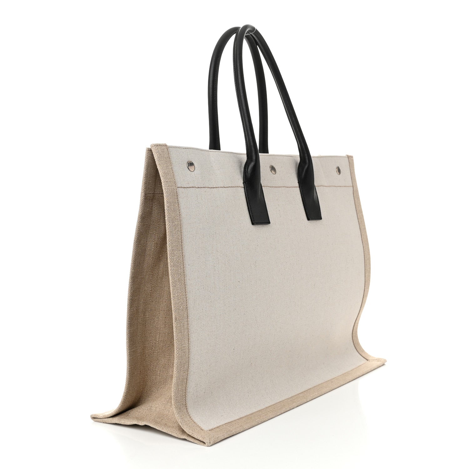 Saint Laurent Linen Calfskin Rive Gauche Tote Optic White 3 of 10