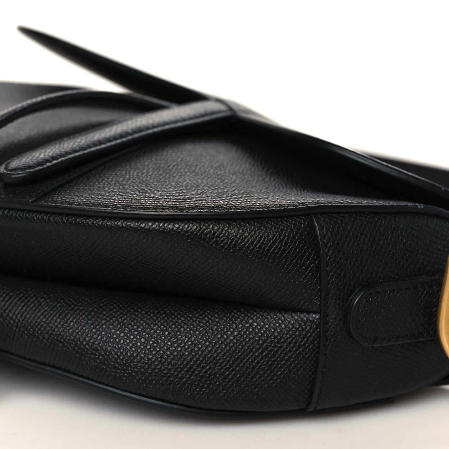 Grained Calfskin Saddle Bag Black
