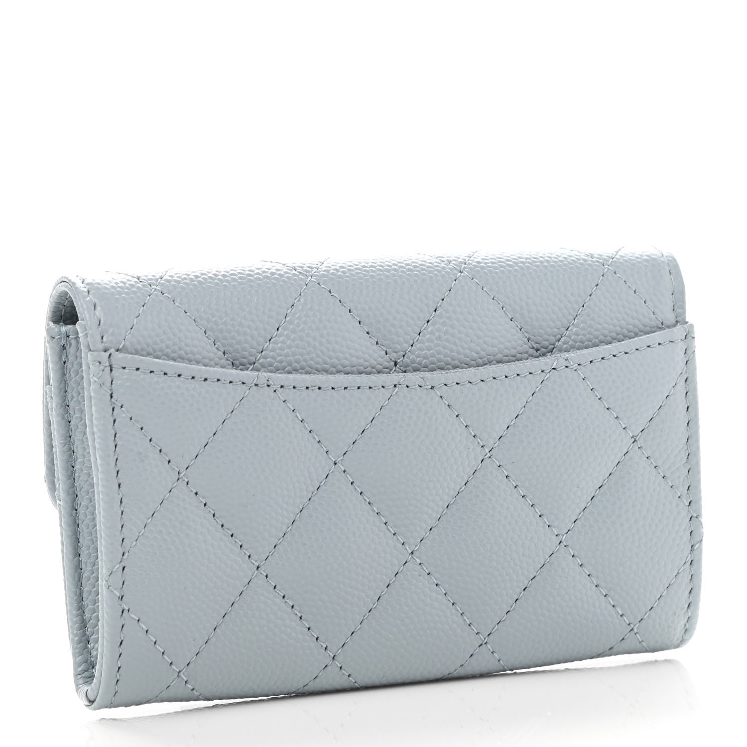 Chanel Caviar Quilted Flap Card Holder Wallet Light Blue 3 of 9