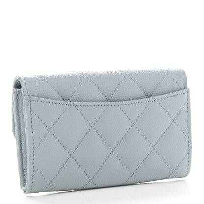 Chanel Caviar Quilted Flap Card Holder Wallet Light Blue 3 of 9