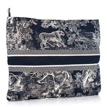 Christian Dior Embroidered Toile De Jouy Diortravel Zipped Pouch Blue 3 of 10