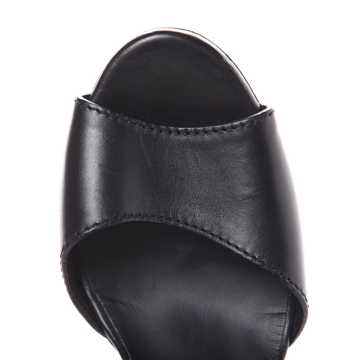 Calfskin Platform Ankle Strap Sandals 38.5 Black