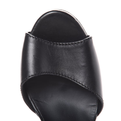 Saint Laurent Calfskin Platform Ankle Strap Sandals 38.5 Black 10 of 13