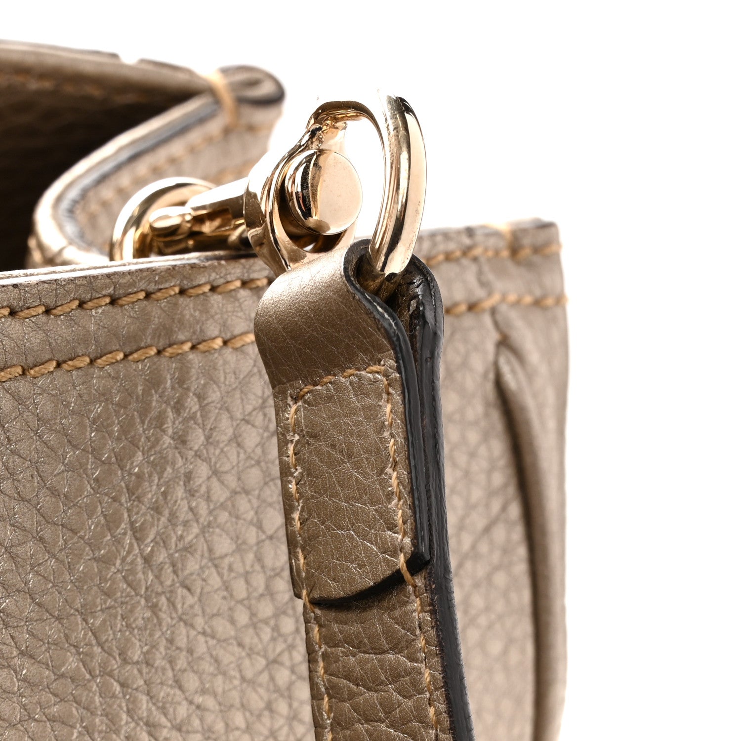 Gucci Metallic Pebbled Calfskin Medium Bamboo Shopper Tote Golden