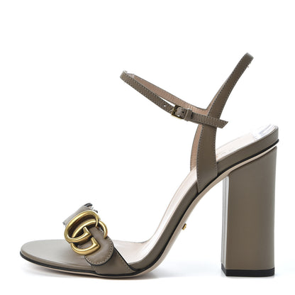 Gucci Lifford Calfskin GG Marmont Ankle Wrap 105mm Sandals 37 Mud 1 of 9