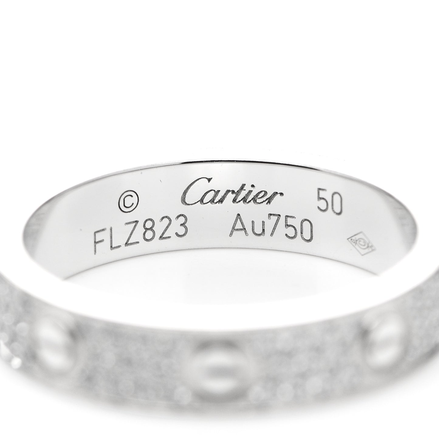 18K White Gold Diamond 4mm LOVE Wedding Paved Band Ring 50 5.25