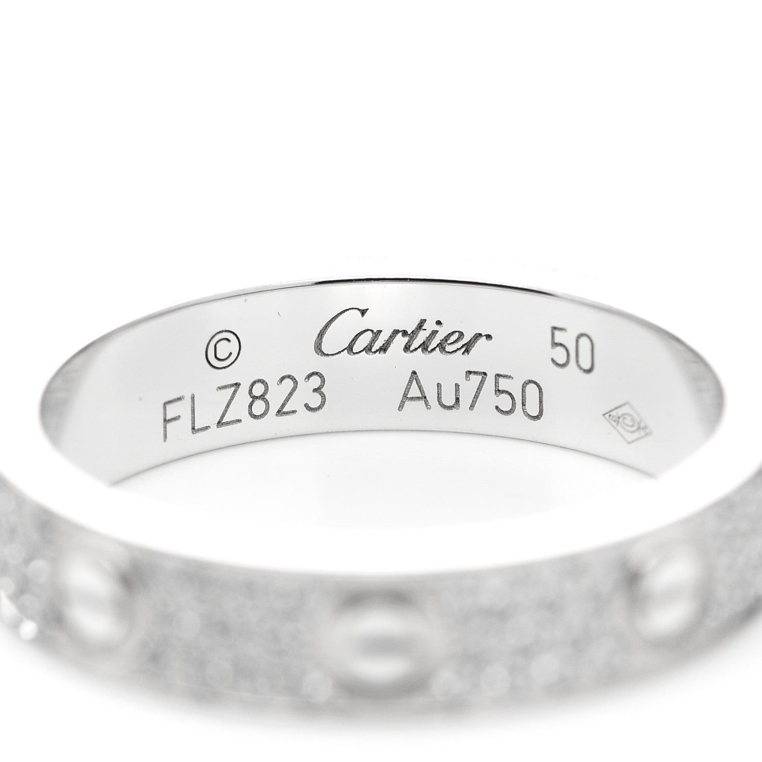 Cartier 18K White Gold Diamond 4mm LOVE Wedding Paved Band Ring 50 5.25 4 of 5