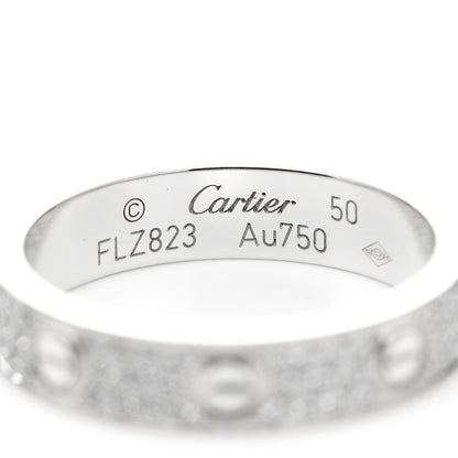 Cartier 18K White Gold Diamond 4mm LOVE Wedding Paved Band Ring 50 5.25 4 of 5