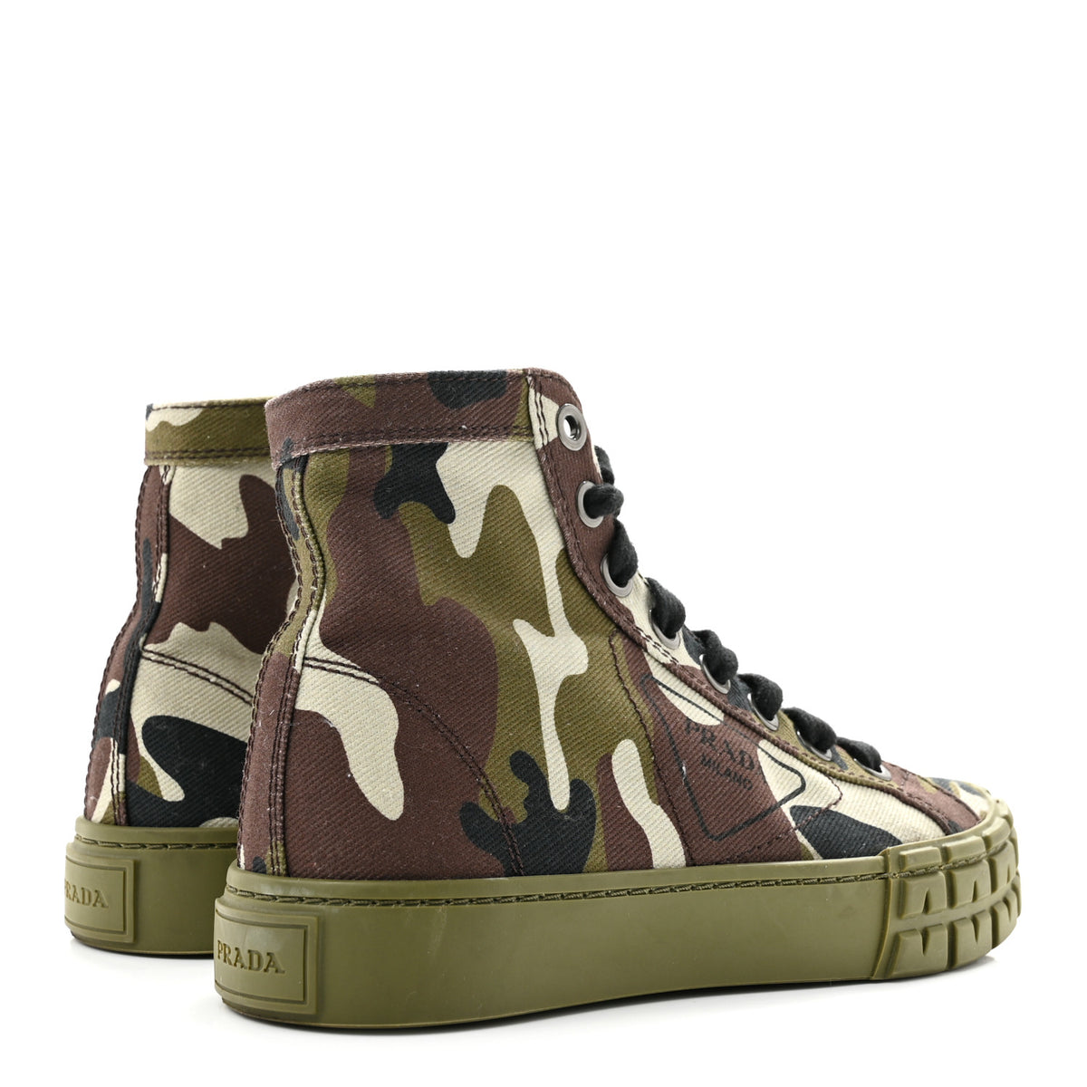 Prada Denim Triangle Logo Camo Sneakers 35 Militare 5 of 10