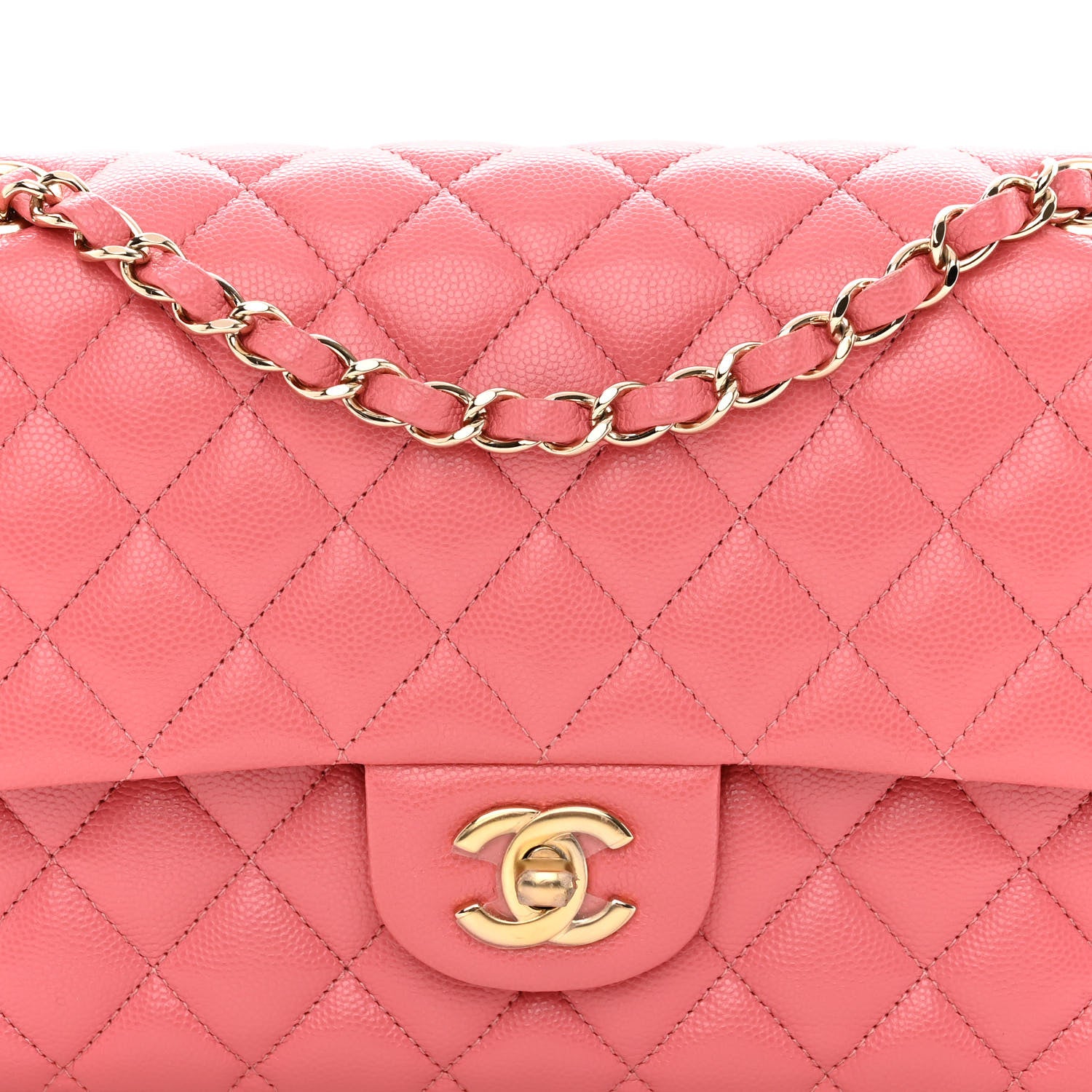 Chanel Metallic Caviar Quilted Medium Double Flap Pink 8 of 10
