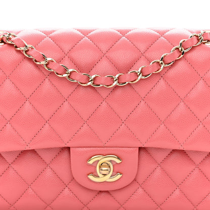 Chanel Metallic Caviar Quilted Medium Double Flap Pink 8 of 10
