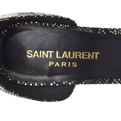 Saint Laurent Metallic Python Calfskin Embossed Disco Jane 105 Ankle Strap Sandals 36.5 Black Gold 7 of 8