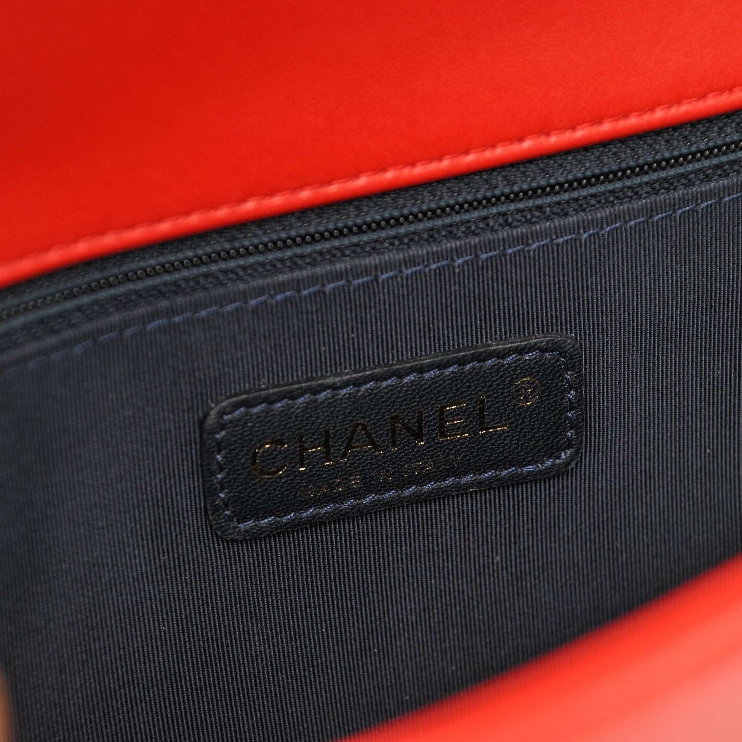 Lambskin Embossed New Medium Boy Cube Flap Red
