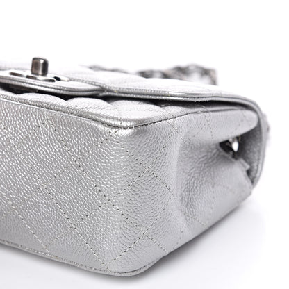 Chanel Metallic Caviar Quilted Mini Square Flap Silver 9 of 10