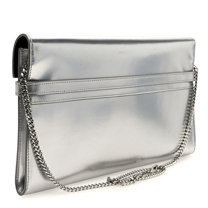 Saint Laurent Metallic Calfskin Manhattan Chain Clutch Metal Argento 3 of 9