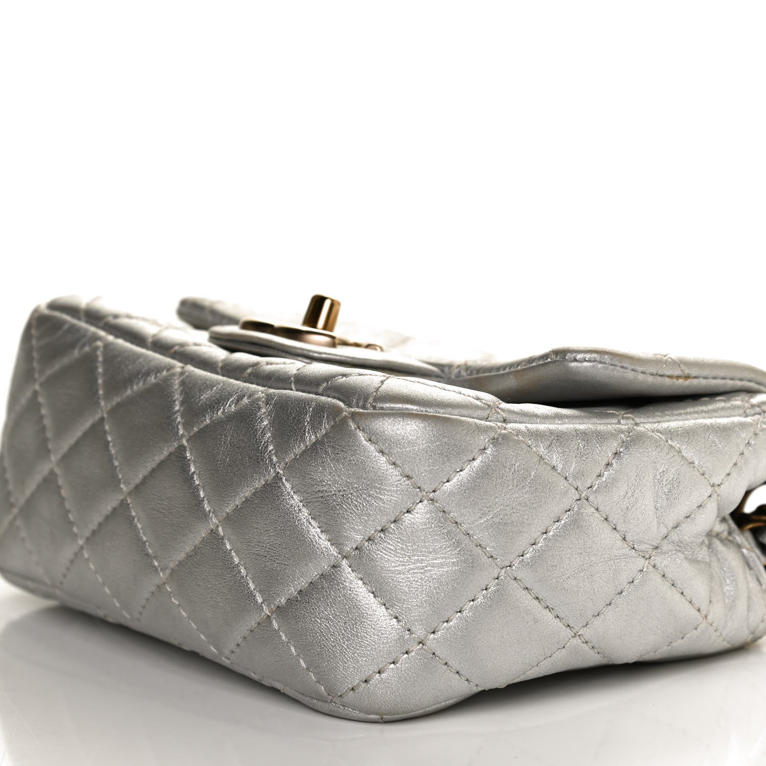 Chanel Metallic Lambskin Quilted Mini Square Flap Silver 9 of 11