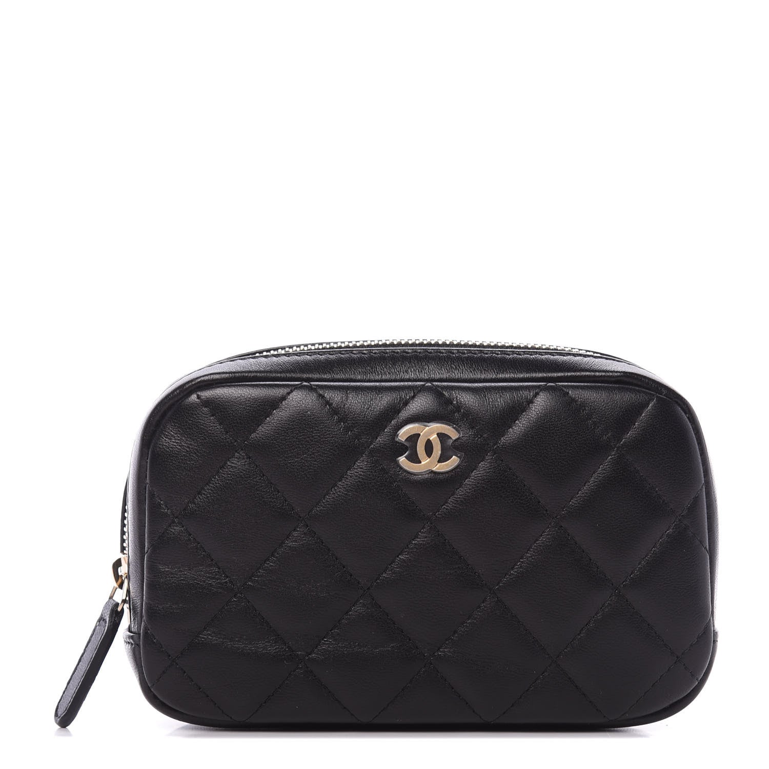 Chanel Lambskin Quilted Small Curvy Pouch Cosmetic Case Black 1 of 10