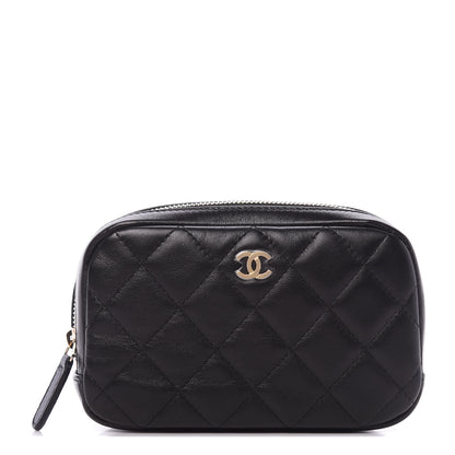 Chanel Lambskin Quilted Small Curvy Pouch Cosmetic Case Black 1 of 10