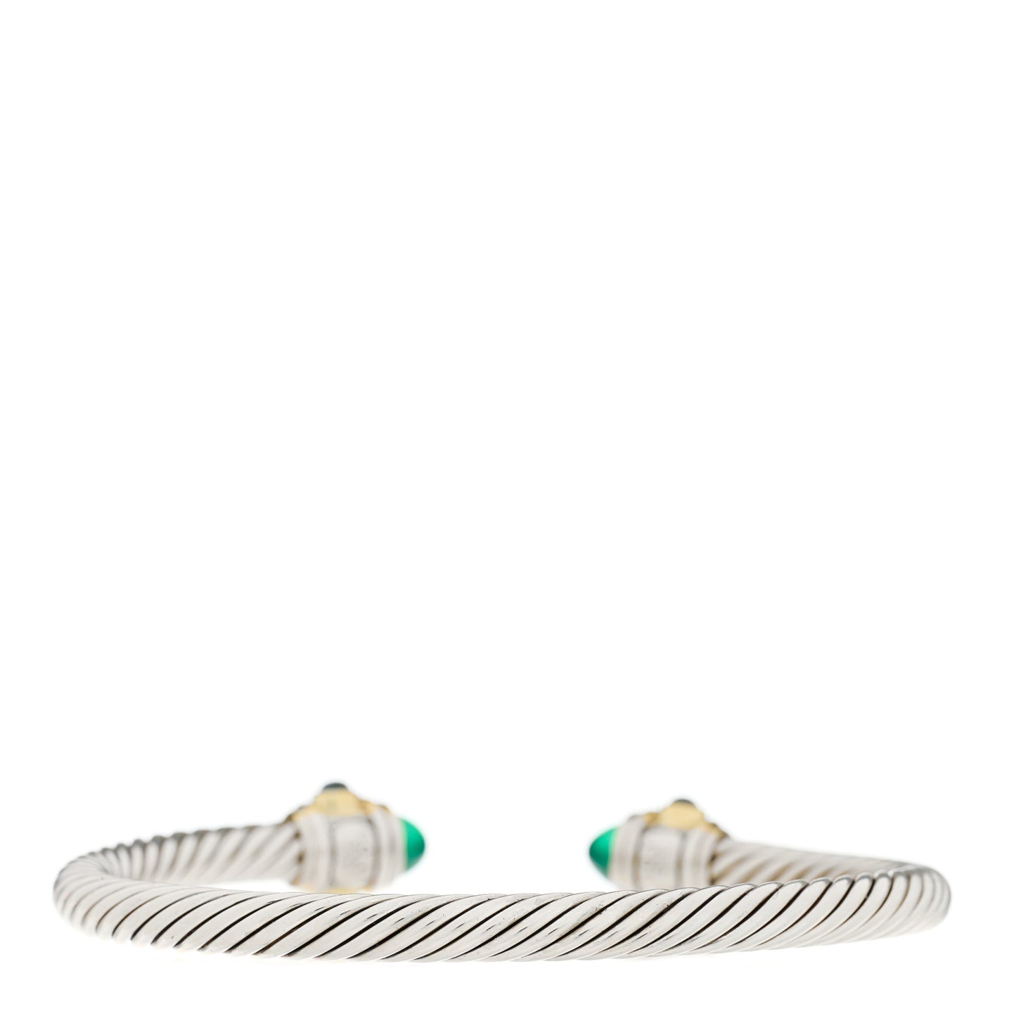 Sterling Silver 14K Yellow Gold Green Onyx Chrome Diopside Blue Topaz 5mm Cable Renaissance Bracelet