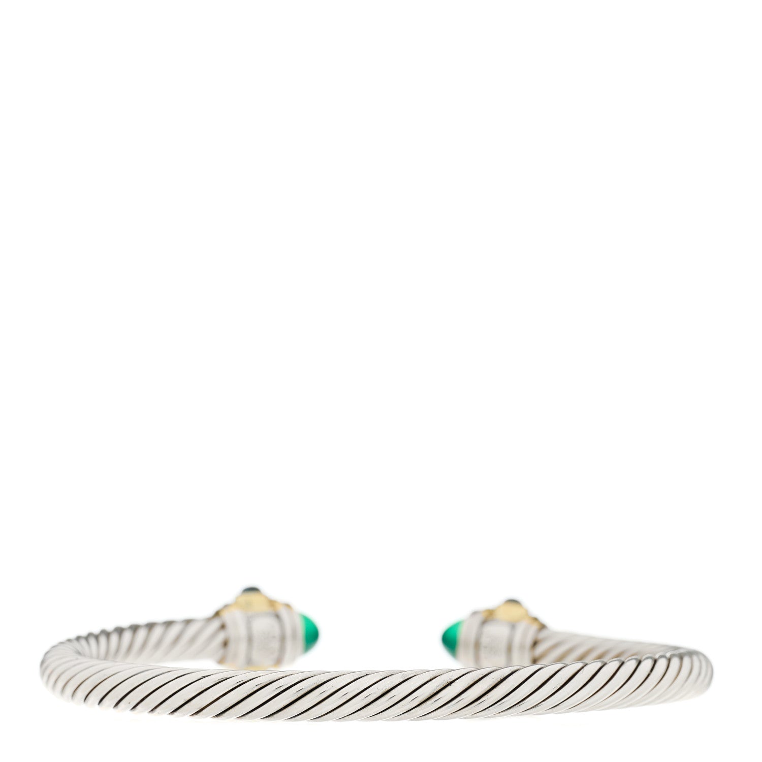 David Yurman Sterling Silver 14K Yellow Gold Green Onyx Chrome Diopside Blue Topaz 5mm Cable Renaissance Bracelet 2 of 4