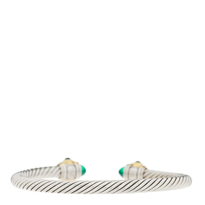 David Yurman Sterling Silver 14K Yellow Gold Green Onyx Chrome Diopside Blue Topaz 5mm Cable Renaissance Bracelet 2 of 4