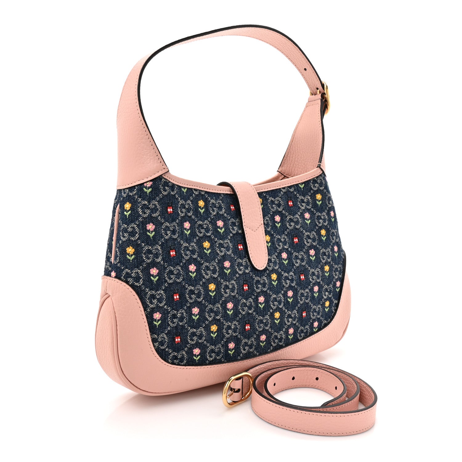Gucci New Denim GG Monogram Calfskin Love Parade Small Jackie 1961