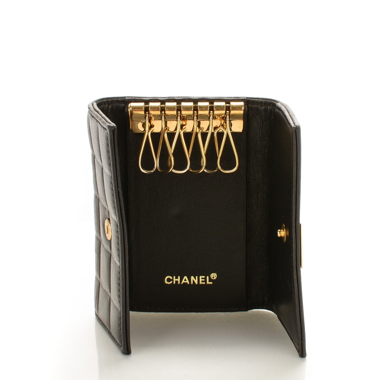 Lambskin Chocolate Bar 6 Key Holder Black