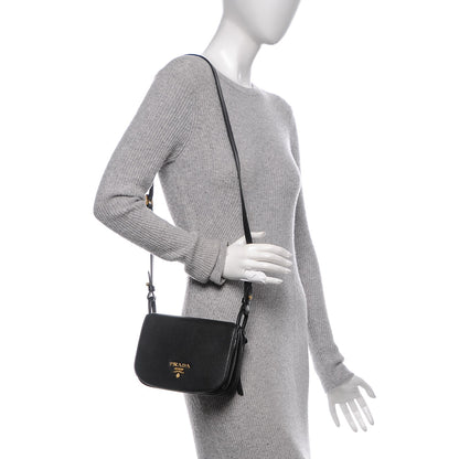 Prada Vitello Daino Saddle Bag Black 2 of 6