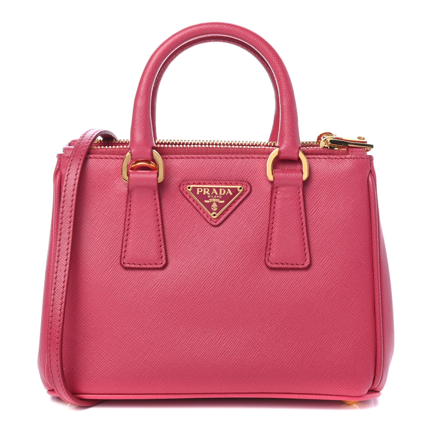 Prada Saffiano Lux Micro Galleria Double Zip Tote Peonia 1 of 4