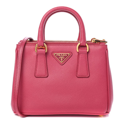 Prada Saffiano Lux Micro Galleria Double Zip Tote Peonia 1 of 4