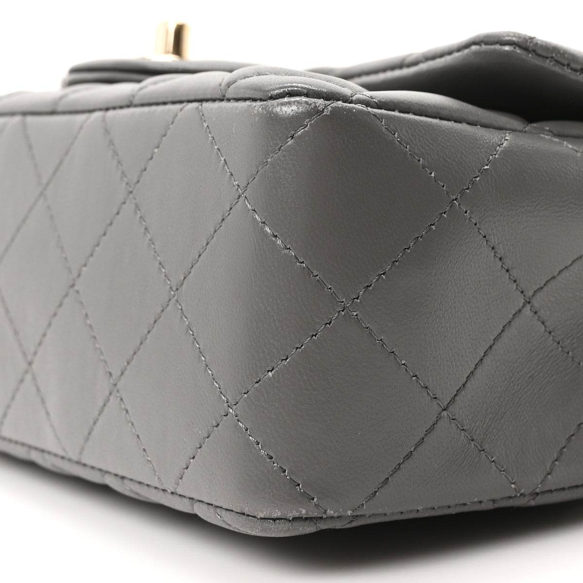 Chanel Lambskin Quilted Mini Rectangular Flap Dark Grey 10 of 10