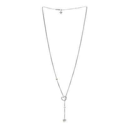 David Yurman Sterling Silver Diamond Open Heart Cable Y Necklace 3 of 5