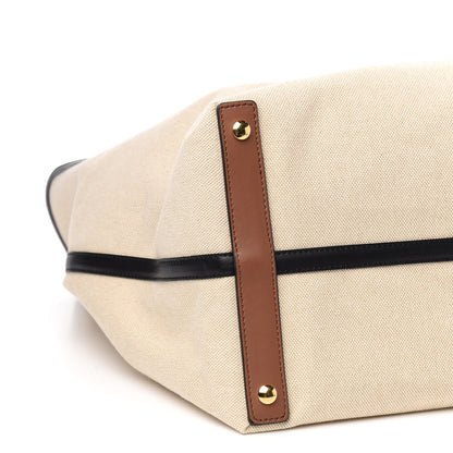Burberry Cotton Canvas Calfskin Large Soft Belted Tote Bag Natural 7 of 9