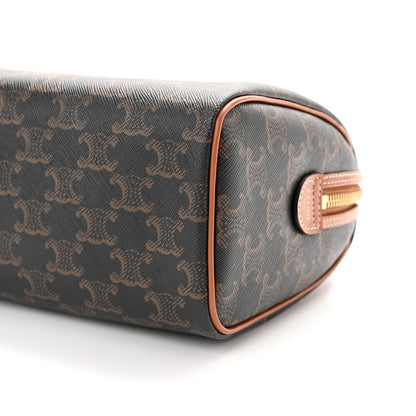Celine Triomphe Canvas Calfskin Small Boston Bag Tan 8 of 8
