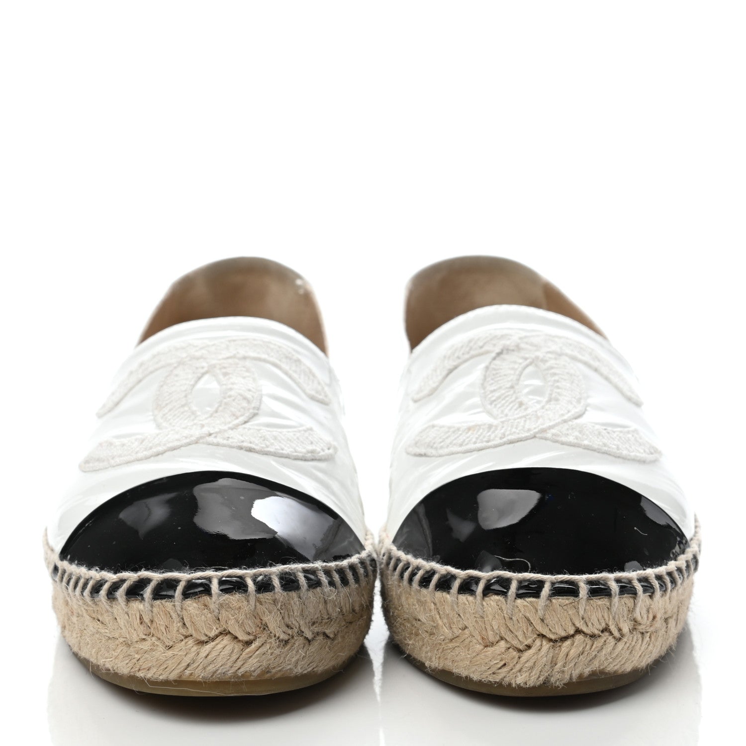 Chanel Patent CC Espadrilles 36 White Black 2 of 8