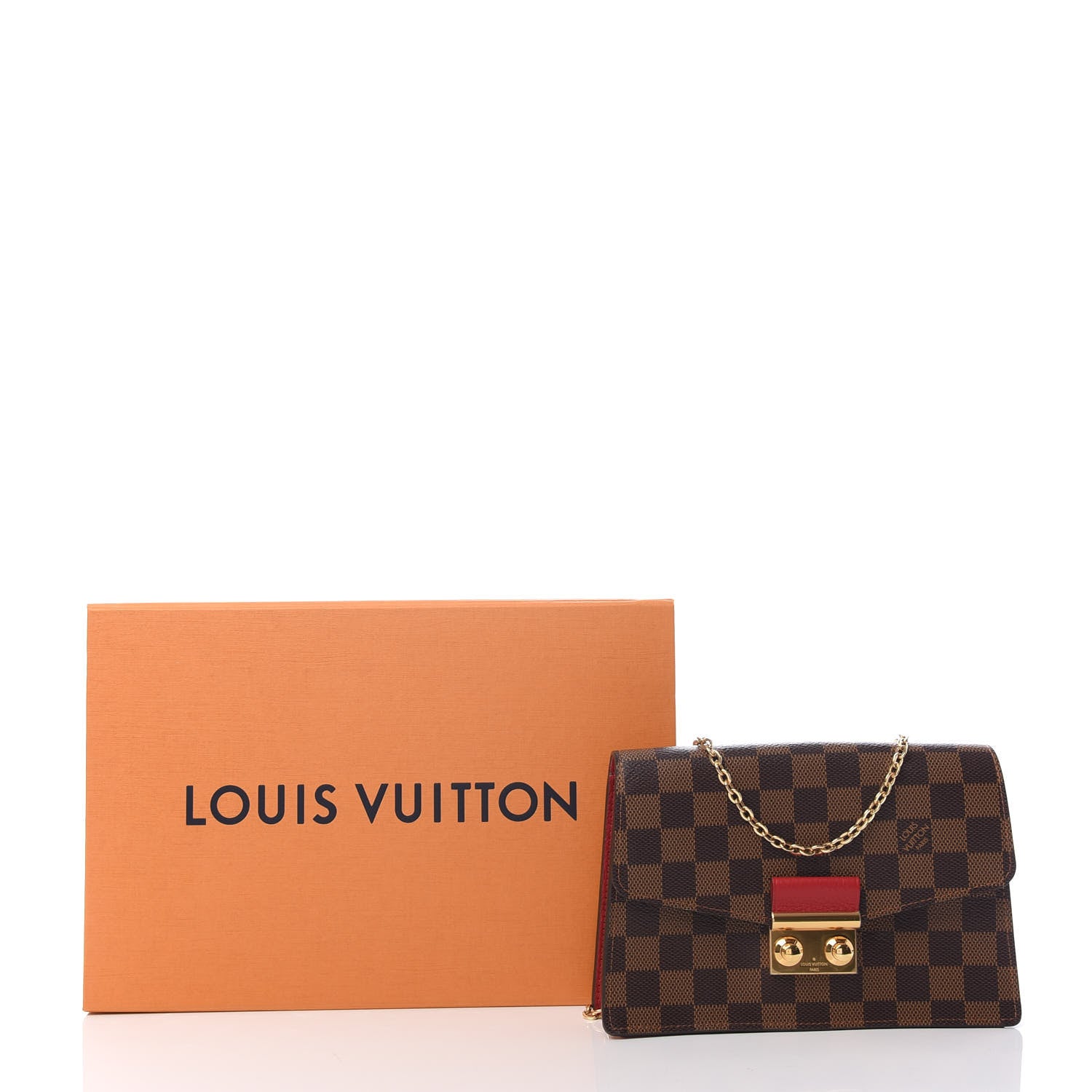 Louis Vuitton Damier Ebene Croisette Chain Wallet Scarlet 10 of 10