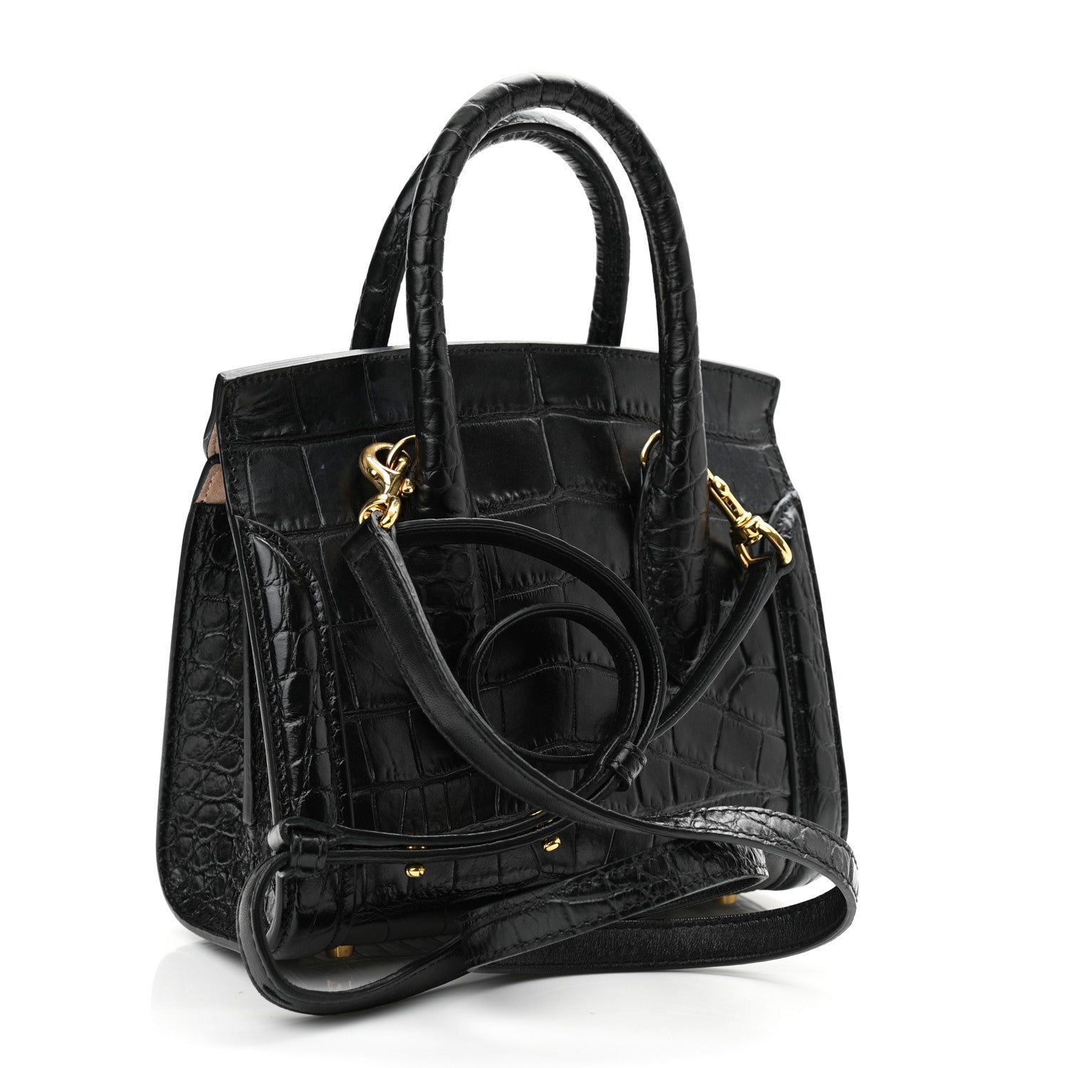 Alexander McQueen Calfskin Crocodile Embossed Mini Heroine 21 Black 3 of 11