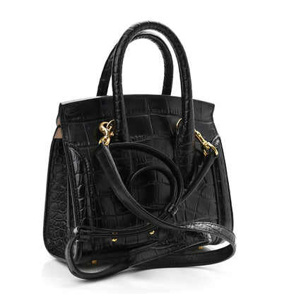 Alexander McQueen Calfskin Crocodile Embossed Mini Heroine 21 Black 3 of 11