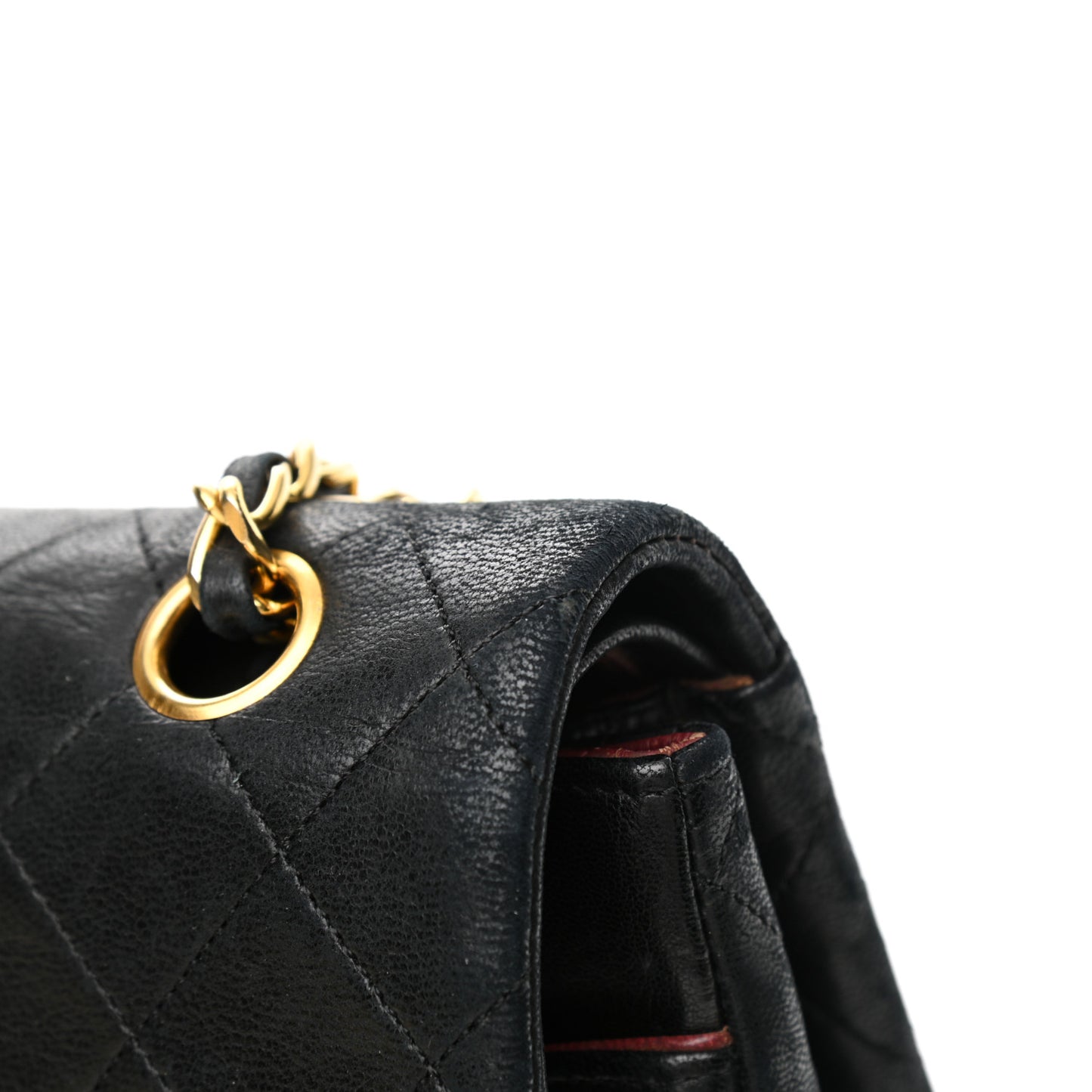 Lambskin Quilted Medium Double Flap Black