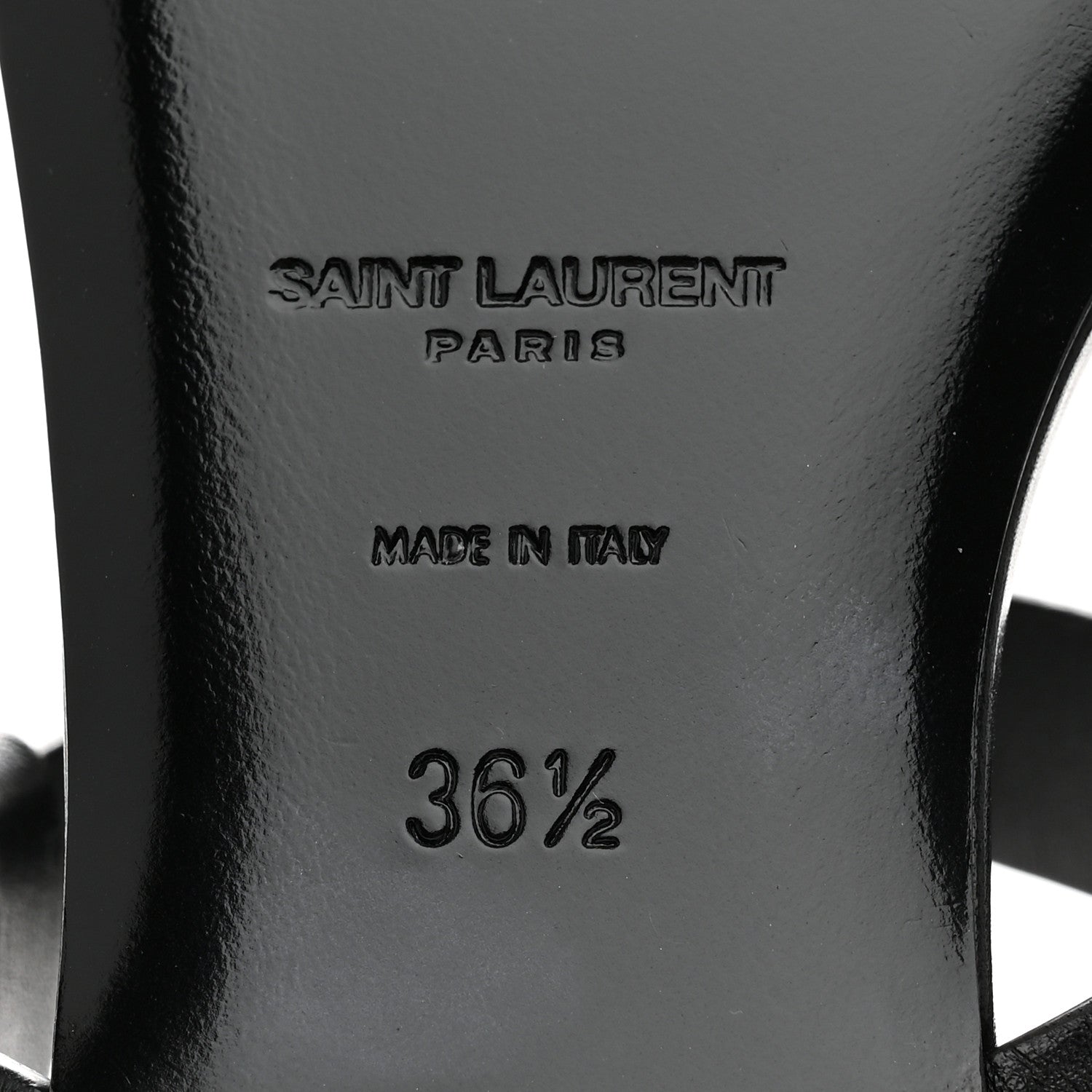 Saint Laurent Patent Calfskin Cassandra Monogram Sandals 36.5 Black 8 of 9