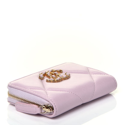 Chanel Lambskin Quilted Chanel 19 Zip Around Coin Purse Wallet Light Pink 4 of 7