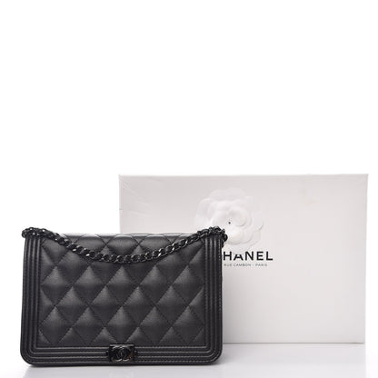 Chanel Caviar Quilted Boy Wallet On Chain WOC So Black 10 of 10