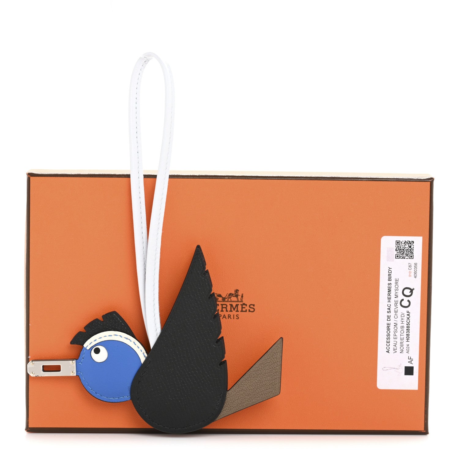 Hermes Epsom Swift Chevre Mysore Birdy Bag Charm Black Etoupe Bleu Hydra Bleu Brume 5 of 5