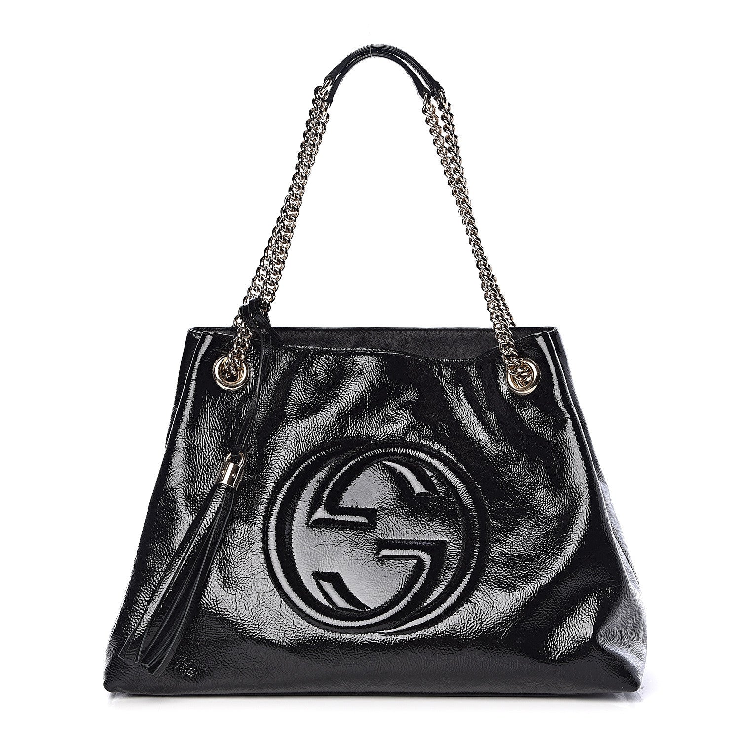 Gucci Patent Medium Soho Chain Shoulder Bag Black 1 of 10