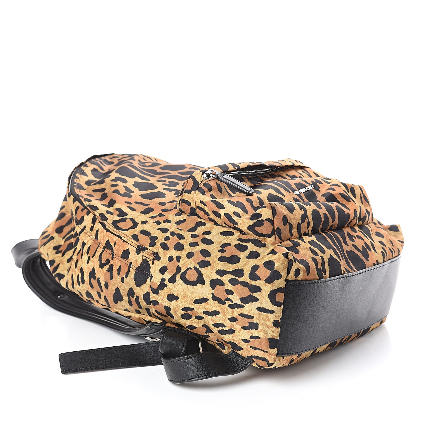 Nylon Calfskin Leopard Print Backpack