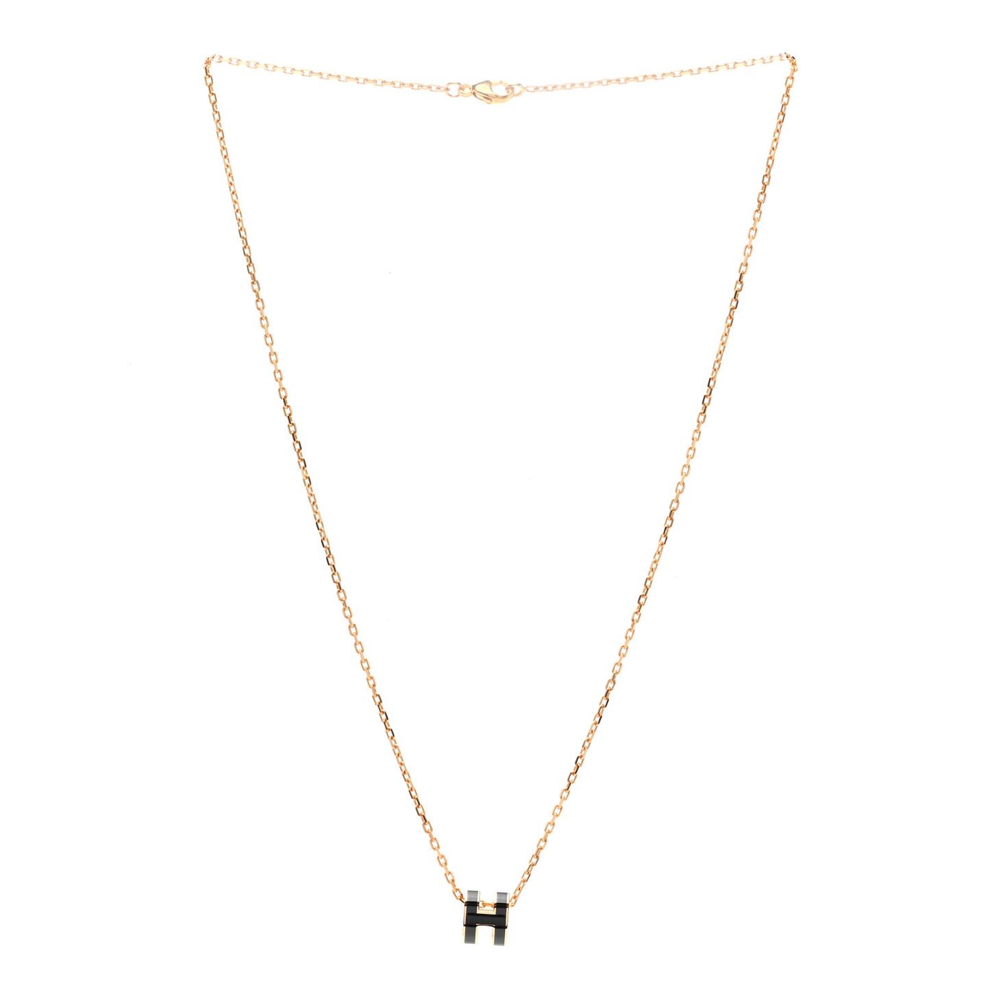 Lacquered Gold Mini Pop H Pendant Necklace Black